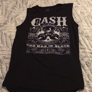 Black Johnny Cash tank top.